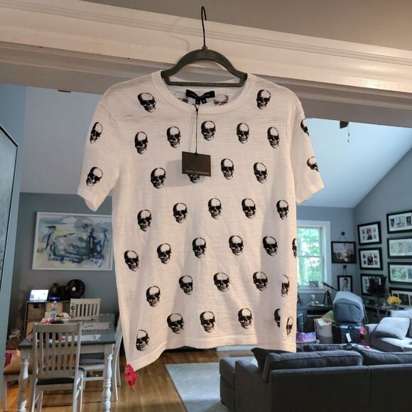 Skull Cashmere Women White & Black Sybil Crew-Neck Pullover Linen Tee Si… - Picture 5 of 13